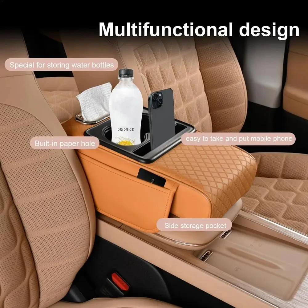Auto-Mittelkonsolen-Armlehnenkissen mit 2-Getränkehalter – Bild 4