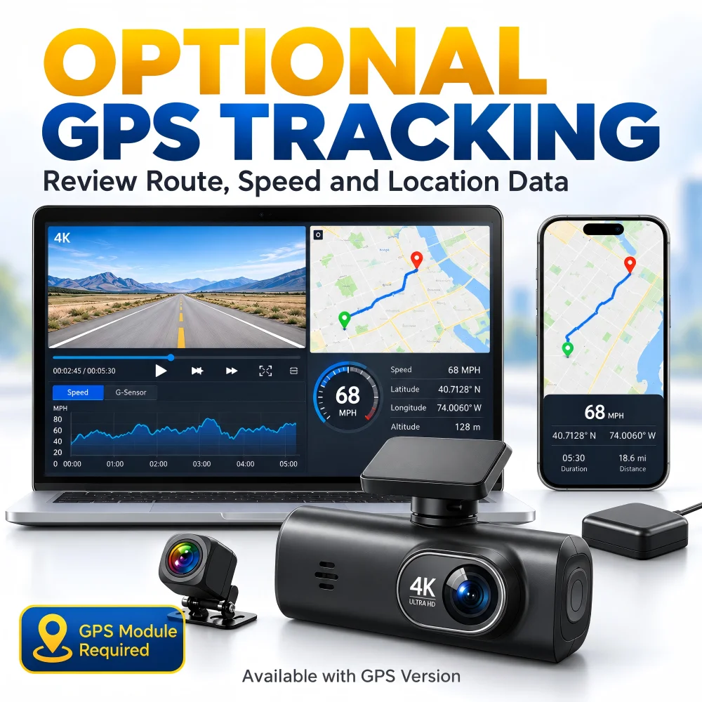 4K Dashcam Fahrzeugkamera, WiFi Dual-Linsen Auto-DVR 1080P – Bild 6
