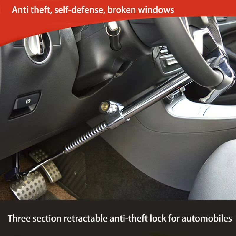 Universal Auto Lenkrad Anti-diebstahl Lock Brems Lock Anti-cut Pedal Lock Kupplung Schloss Versenkbare Doppel