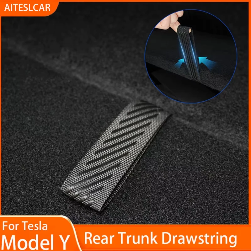Tesla Modell Y Hinten Stamm Seil Kordelzug Öffnen Schwanz Box Abdeckung Griff Pull Strap Auto Organizer