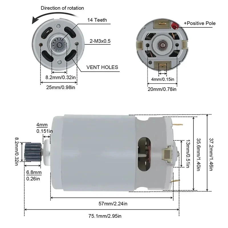21V Bürstenmotor mit 14 Zähnen, geeignet für 4/6 Zoll – Bild 4