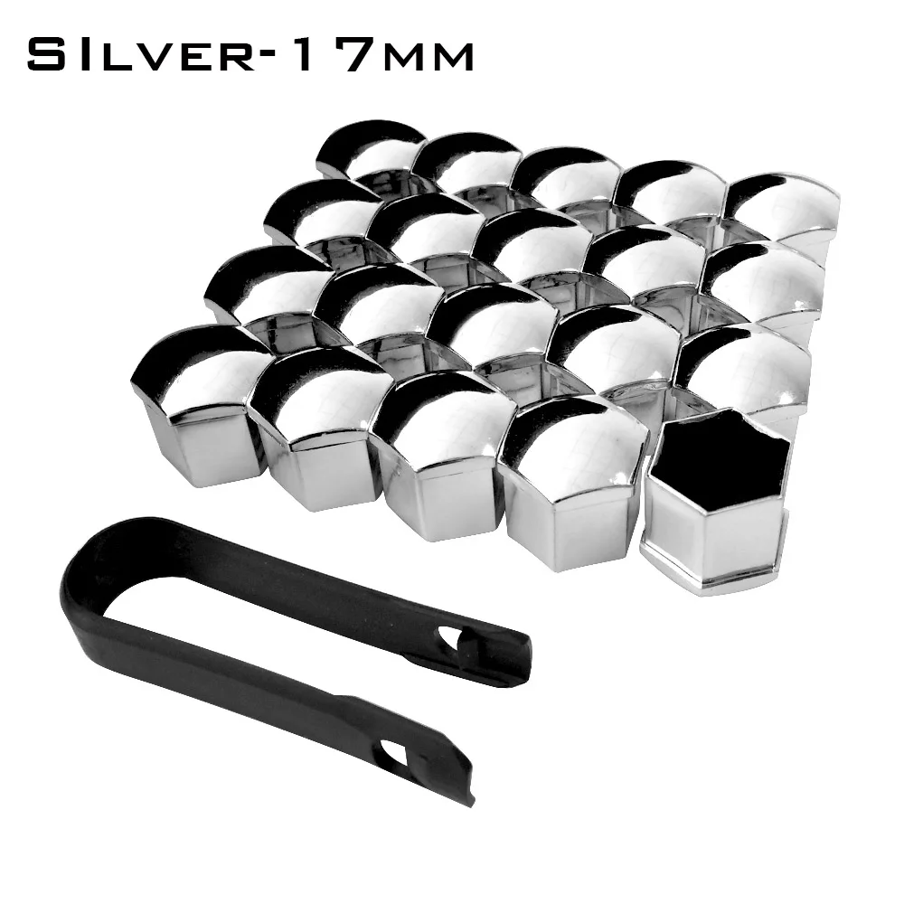 Universal Anti-Rost 17/19/21mm Chrom Glänzend ABS Auto Trim Reifen Rad Mutter schraube Bolzen (20 Stück)