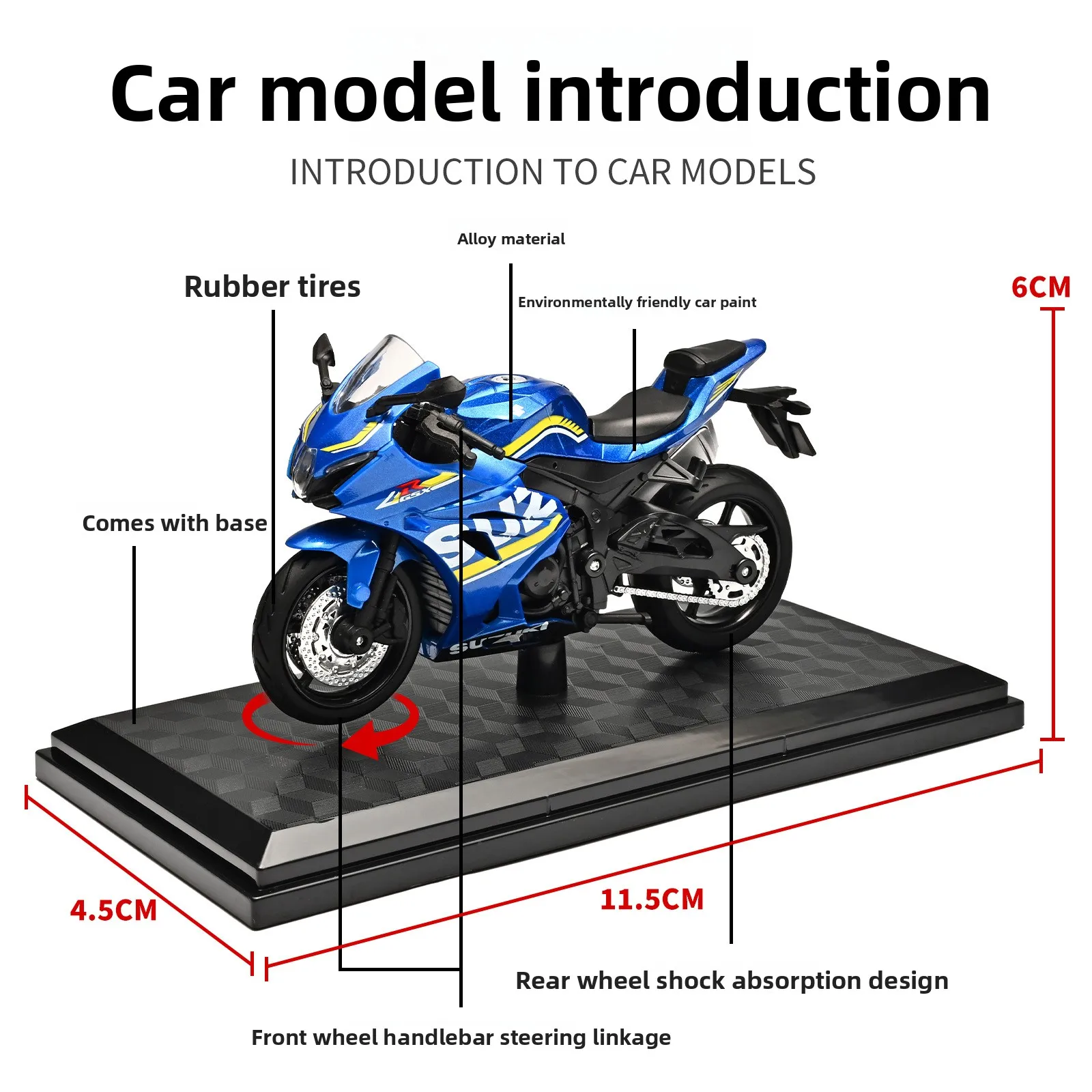 1:18 Hayabusa R1 GSX1000R CBR 1000RR Motorrad Modell Spielzeug – Bild 5