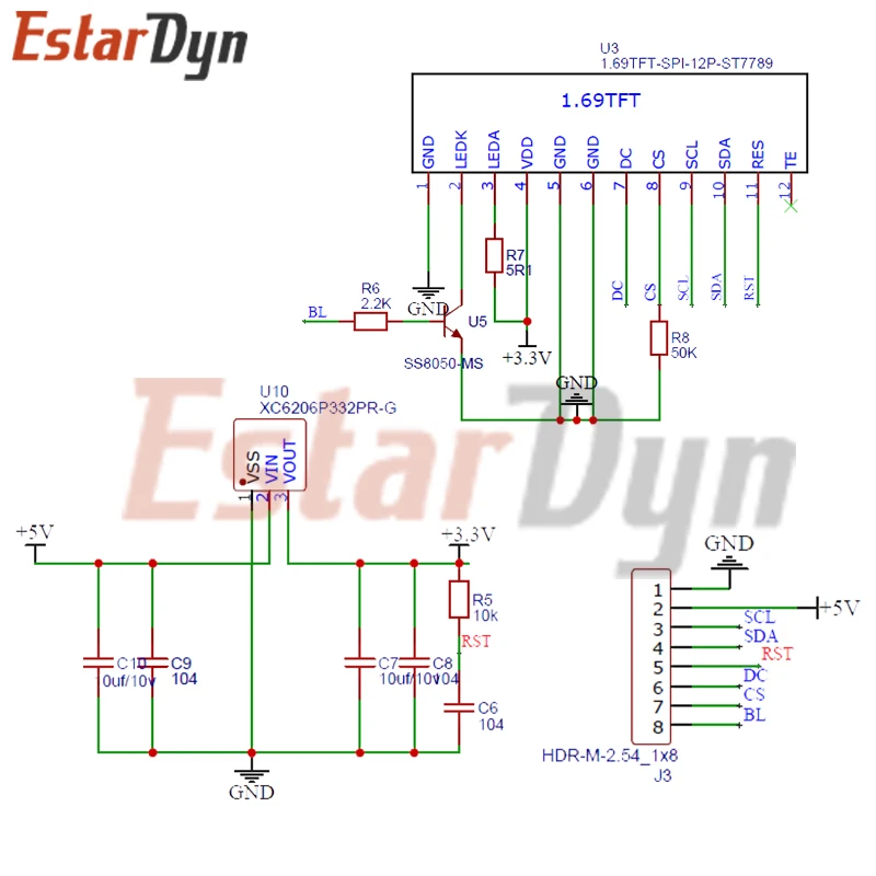 1,69 TFT LCD IPS Farbdisplay Modul 1,69" ST7789 Controller – Bild 6