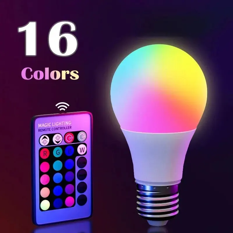 16 Farben RGB-Glühbirne LED Mehrfarbige Glühbirne E27 220 V Haushaltsbeleuchtung Dimmbar 24 Tasten