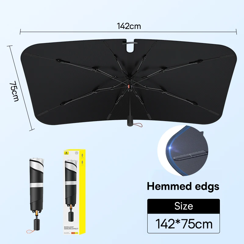 Baseus Windschutzscheiben-Sonnenschutz, Regenschirm, gesäumte Kanten, Abdeckung, Schutz, Sonnenschirm, Auto