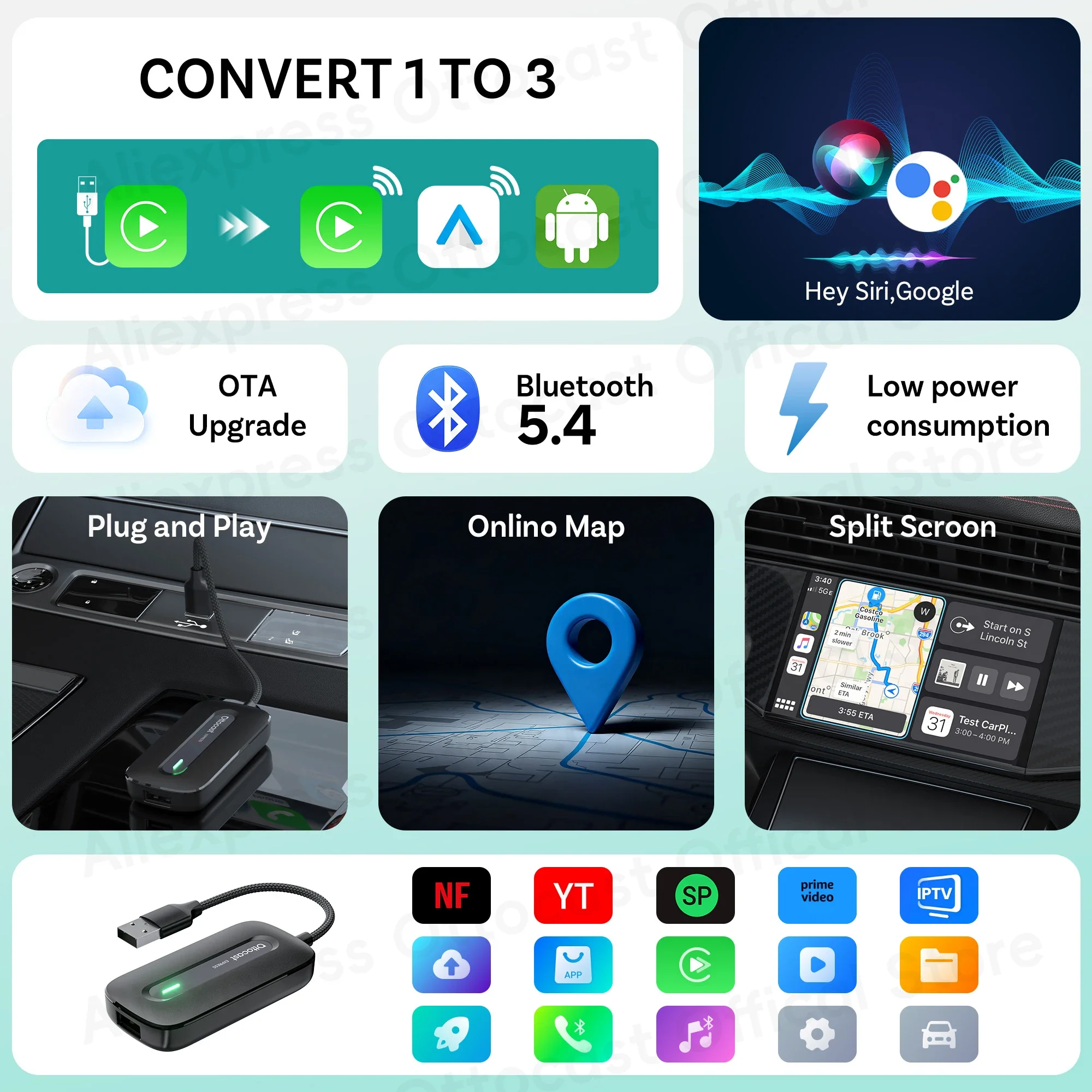 OTTOCAST Play2Video Express Wireless CarPlay Android Auto Adapter – Bild 2