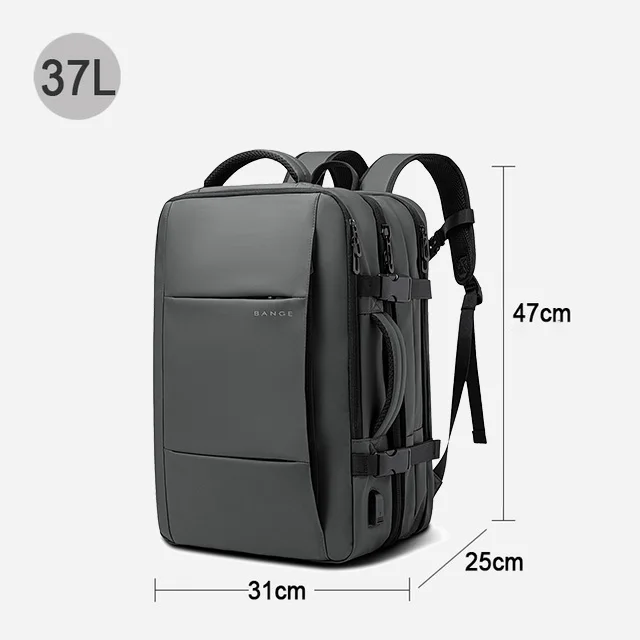 BANGE Erweiterbarer Herrenrucksack, wasserdicht, 17,3-Zoll-Laptop-Rucksack, große Kapazität, Wandern