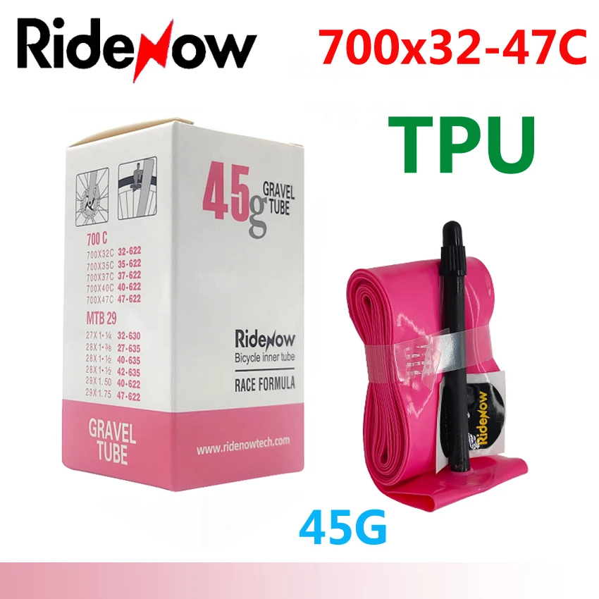 RideNow TPU Fahrradschlauch 700C 700x18 23 25 28 32 35 37 40 47C – Bild 4