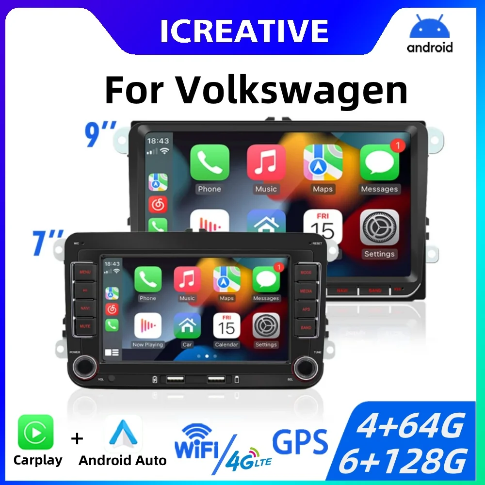 2Din Autoradio Android für Volkswagen Golf 5 6 Polo Passat B6 B7 CC Skoda Jetta Universal Multimedia Carplay
