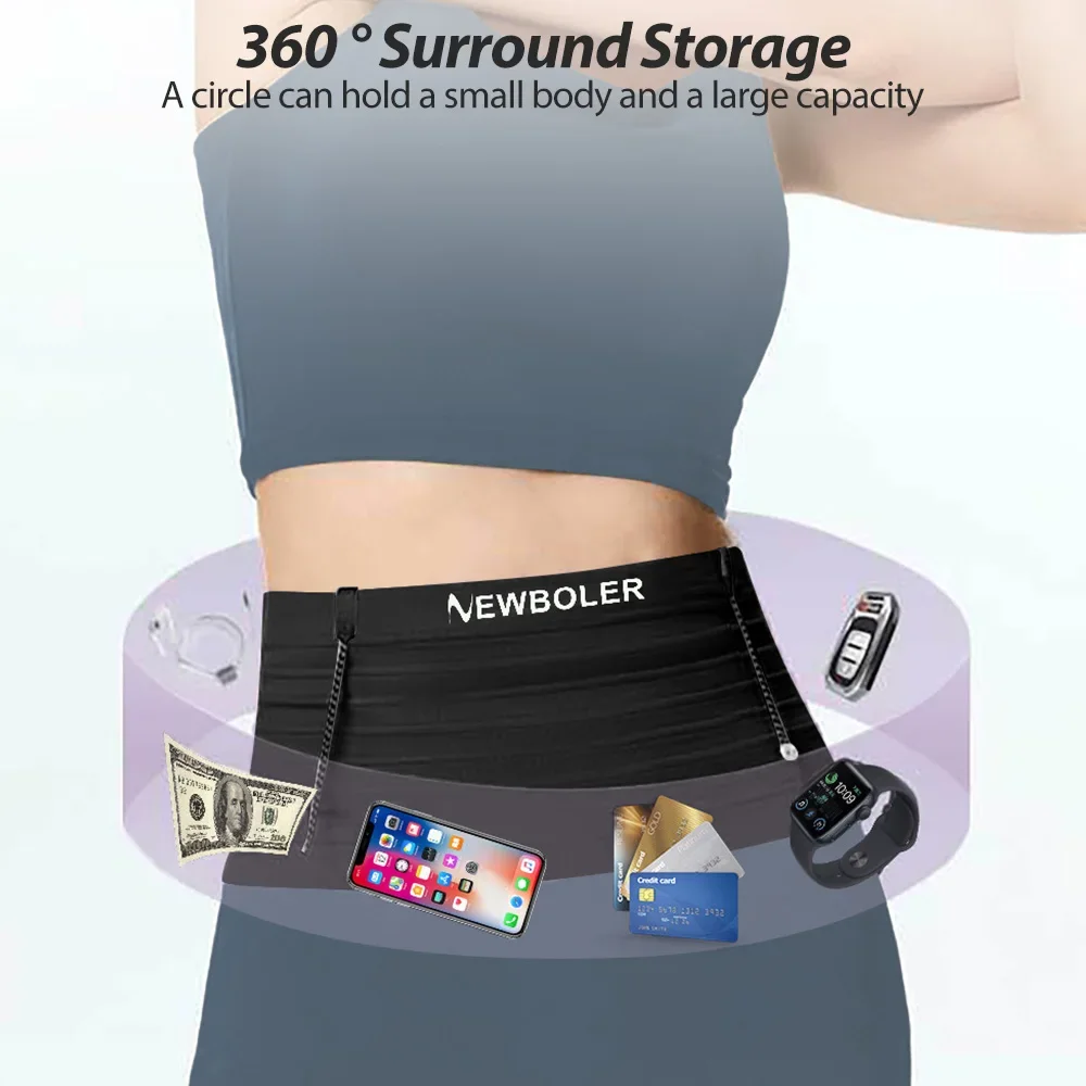 NEWBOLER Elastische Sport-Hüfttasche für Laufen, Rennen – Bild 3
