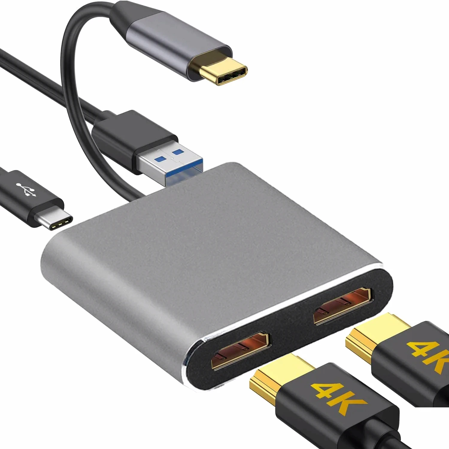 USB-C Dock für 2 Monitore mit HDMI 4K, USB 3.0 und PD für MacBook