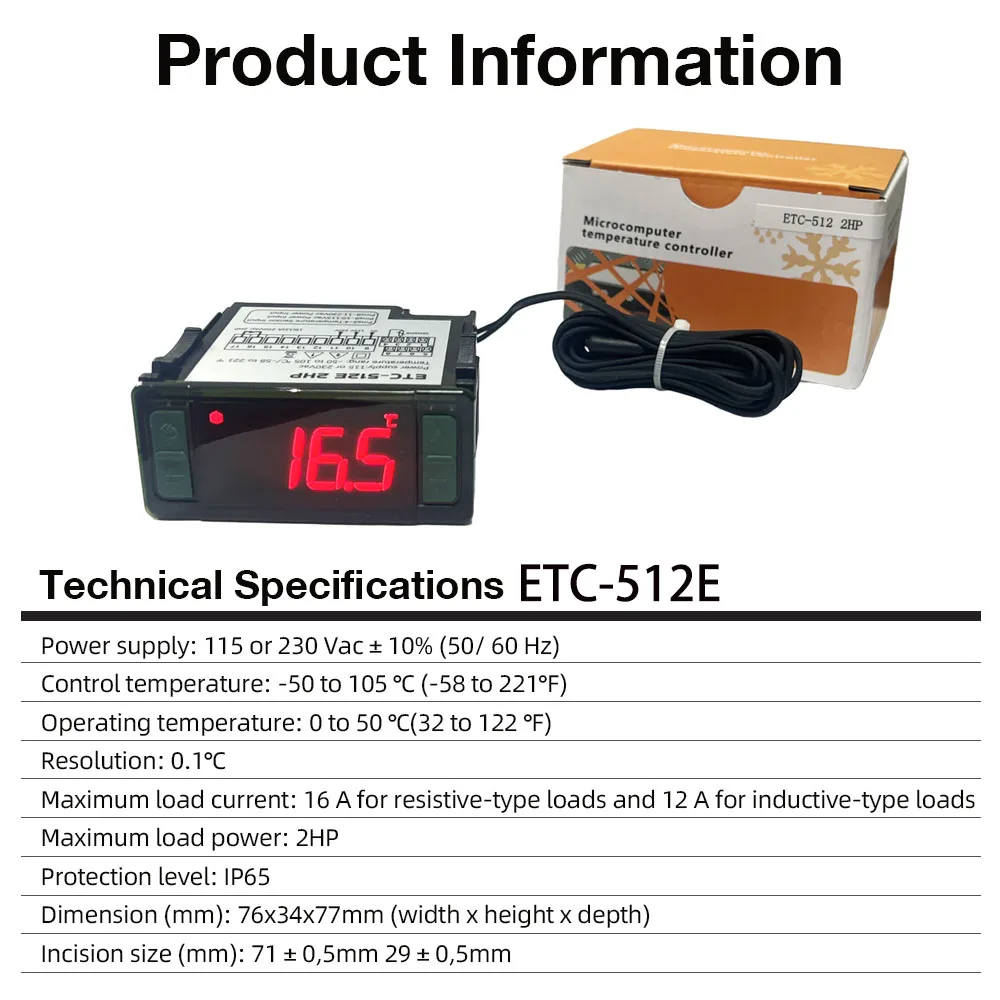 ETC-512E/ETC-900 Digitaler Temperaturregler -50-105 ℃ LCD-Display Elektronischer Thermostat mit Heiz-, Kühl