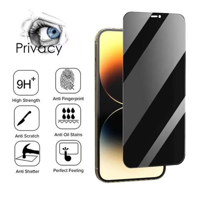 IPhone 16 17 18 15 14 pro Privatsphäre gehärtetes Glas sichtschutz – Bild 2