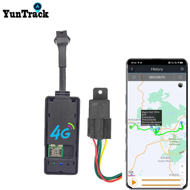 Auto Motorrad Fahrrad 4G GPS-Tracker Motorrelais Ölabschaltung Ortung ACC Abschleppen Anruf SMS SOS-Alarm