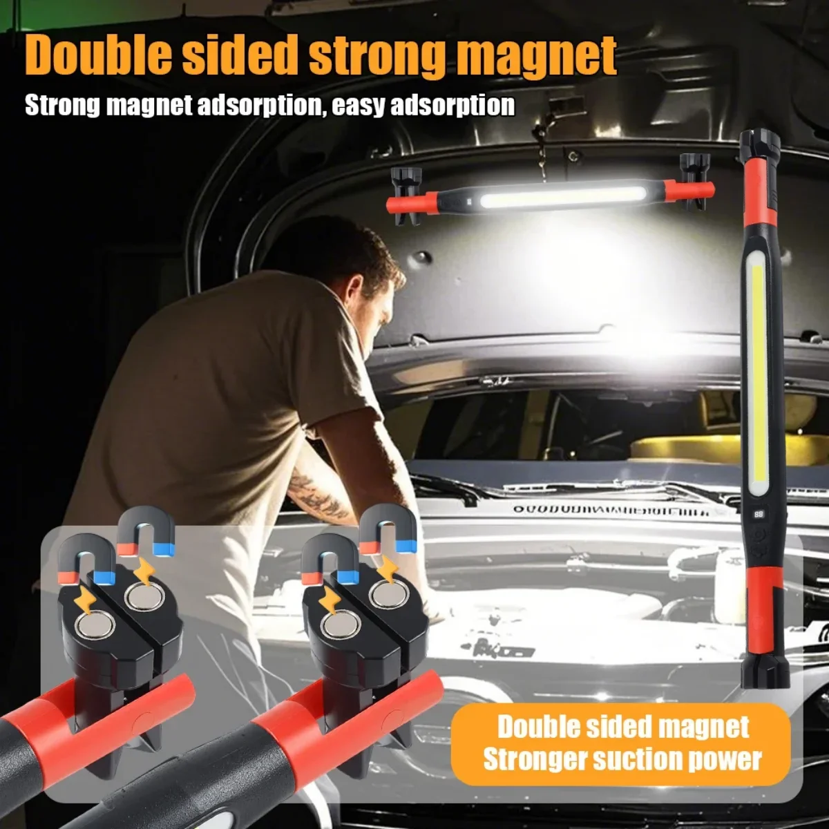 Magnetische LED-Arbeitsleuchte USB Wiederaufladbar 360° ° Schwenkbare – Bild 4