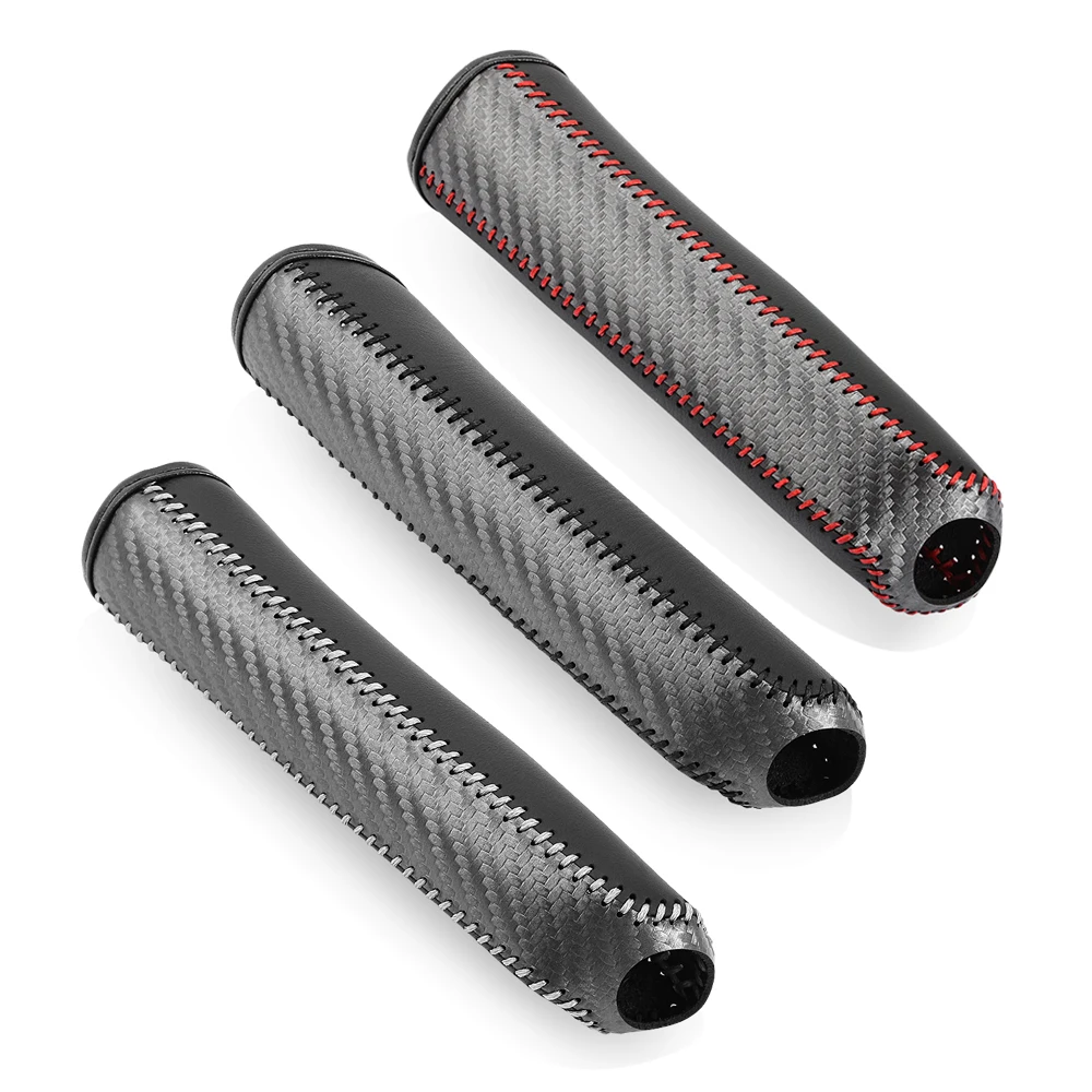 Carbon Fiber Auto Leder Handbremse Abdeckung Schutzhülle Handbremse – Bild 3