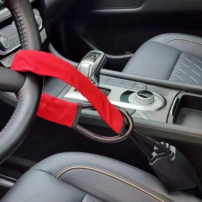 Auto-Lenkradschloss aus Stahl mit Sicherheitsgurt und 2 Schlüsseln, Diebstahlsicherung, Einfache Installation