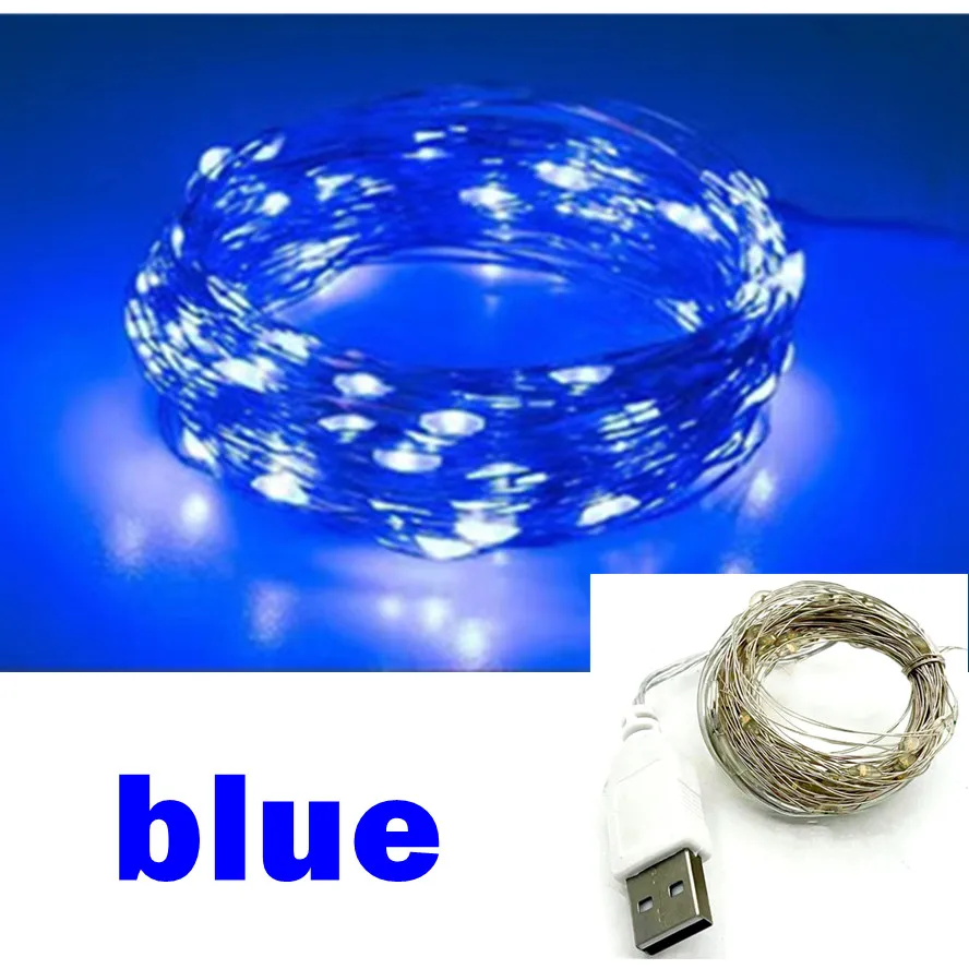 5/10/20M USB LED Lichterketten Kupfer Silber Draht Girlande Licht Wasserdicht Fairy Lichter Für Weihnachten