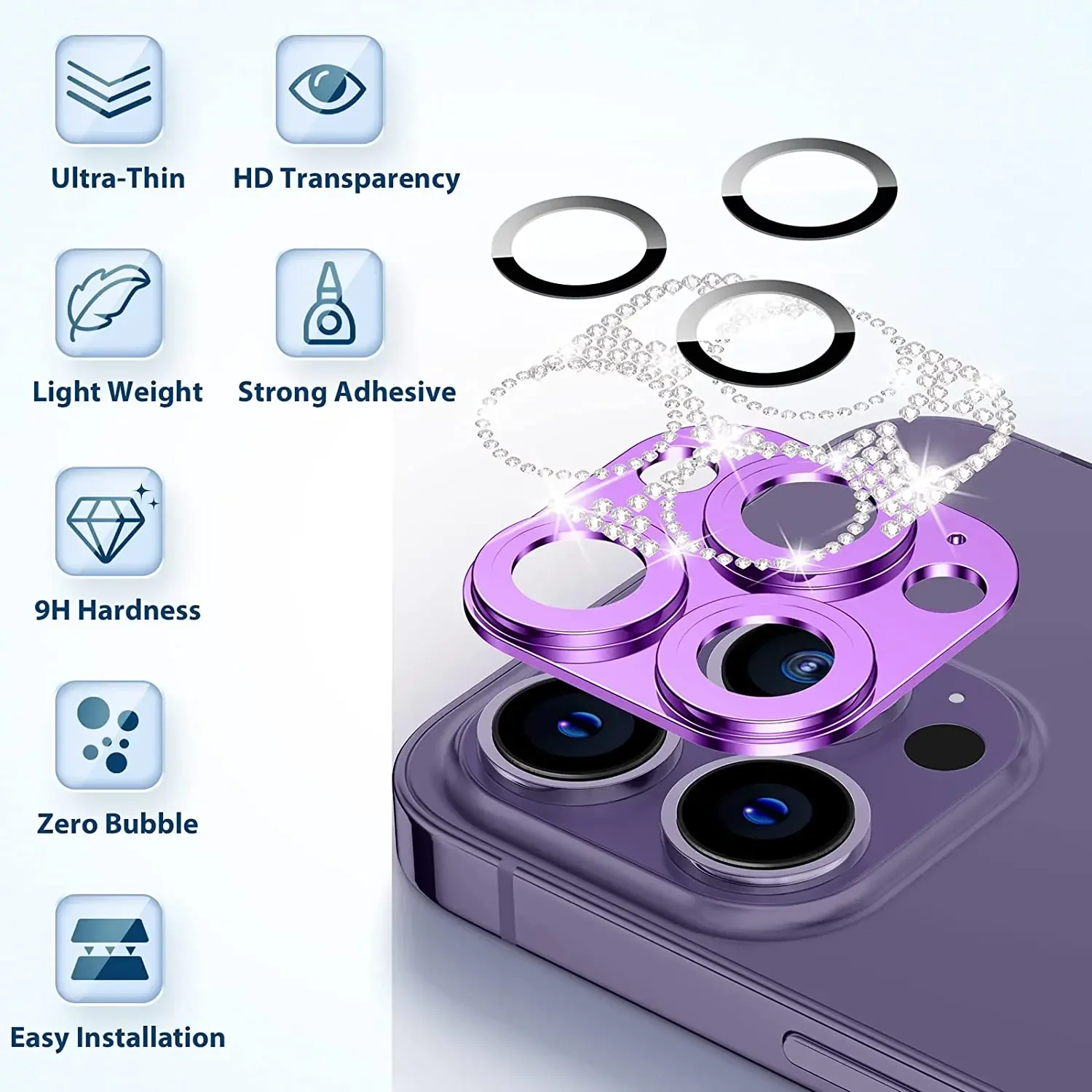 Diamant-Kamera-Objektivschutz für iPhone 16 13 12 11 Pro Max – Bild 2