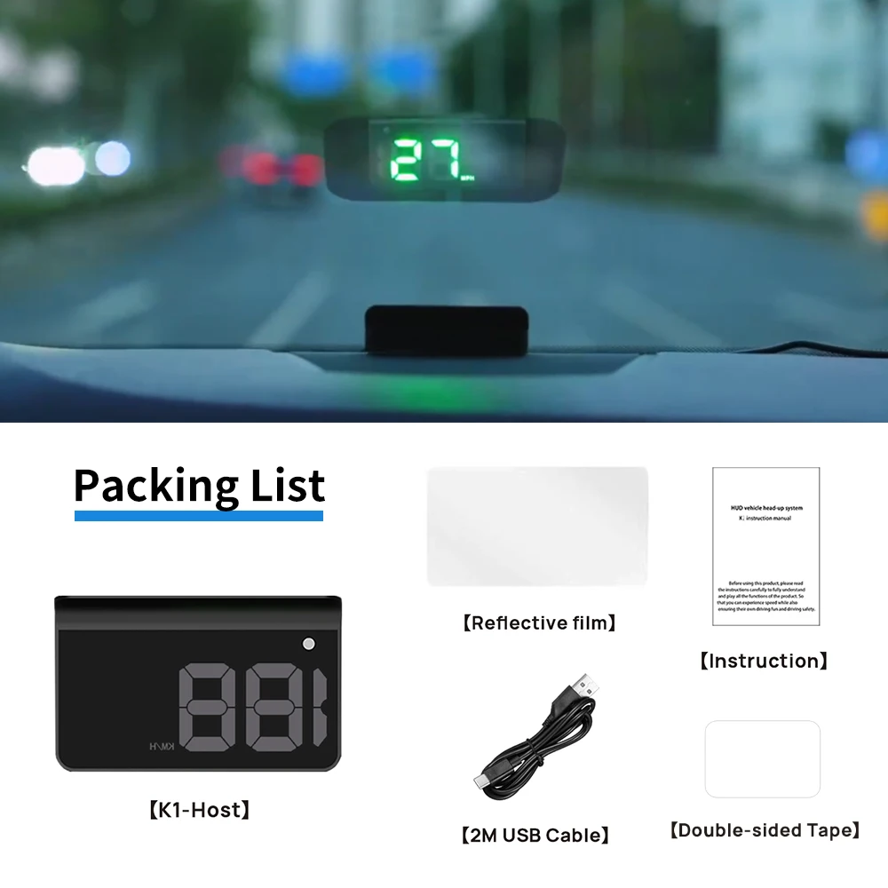 KWHUD HUD Head-up-Display Auto-GPS Digitaler Tachometer Universeller – Bild 5