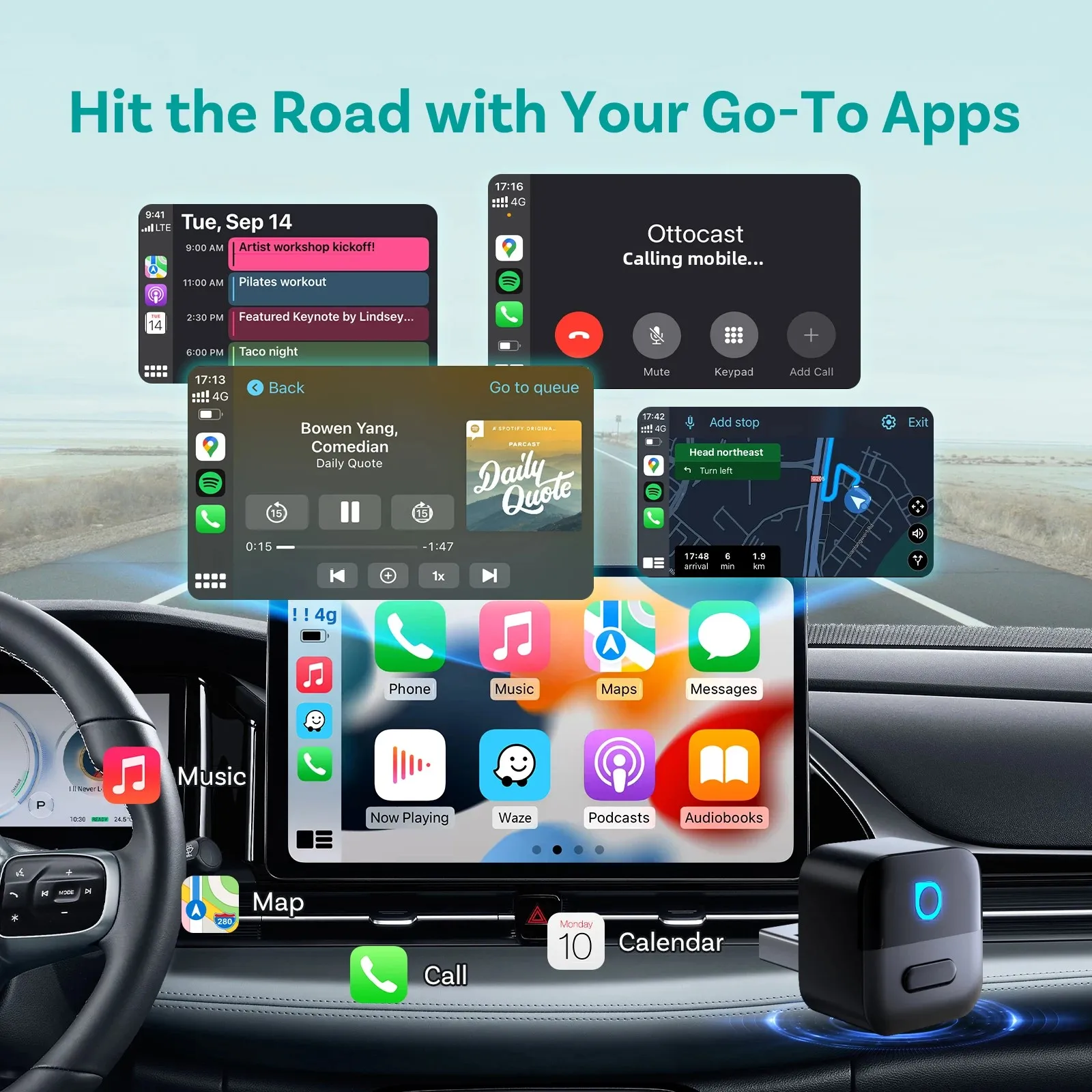 OTTOCAST Mini Pico 2in1 Wireless CarPlay Wireless Android Auto Adapter – Bild 2
