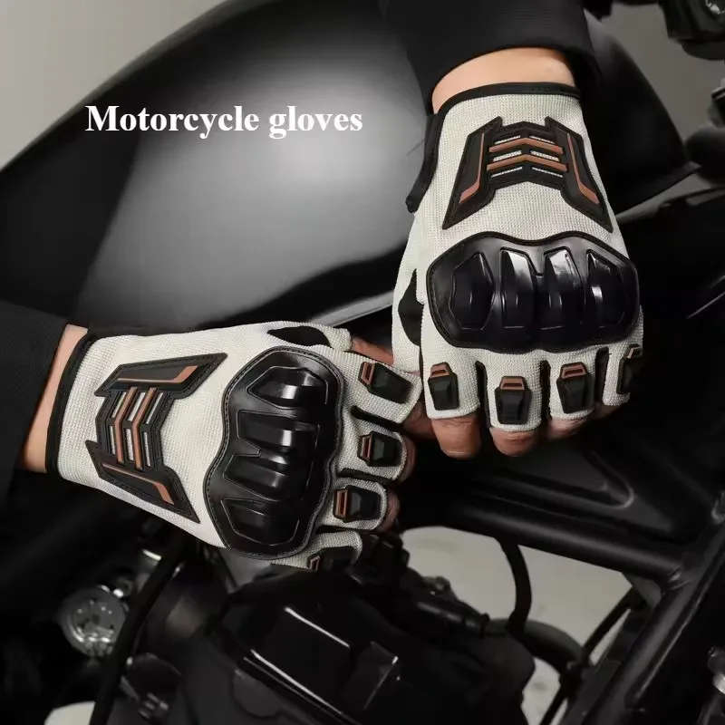 Atmungsaktive Motorradhandschuhe, halber Finger, verschleißfest – Bild 2