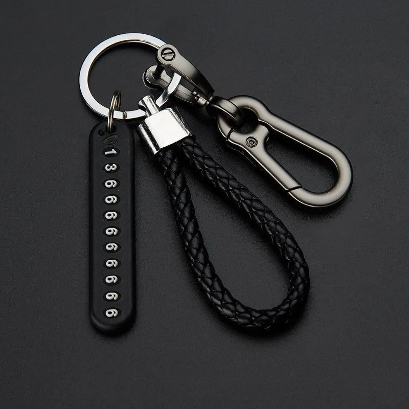 Trendy DIY Handy Nummernschild Anhänger Schlüsselanhänger für Männer Punk Einfache Gewebte Leder Seil