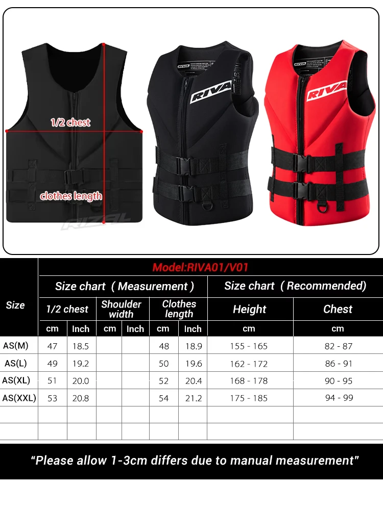 Schwimmweste Erwachsene Surf weste Kajak Wakeboard Motorboote Floß – Bild 3