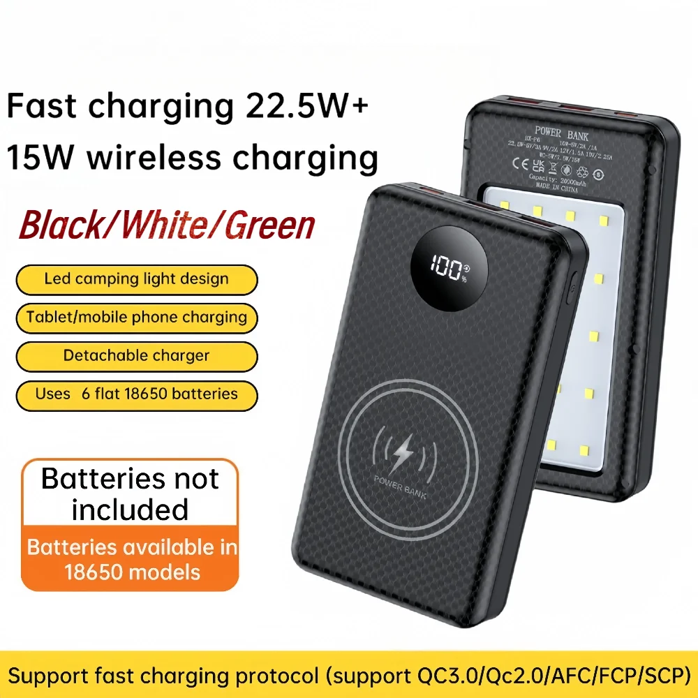 Powerbank-Gehäuse für 6× 18650 Akkus, 22,5 W und 15 W kabellos – Bild 5