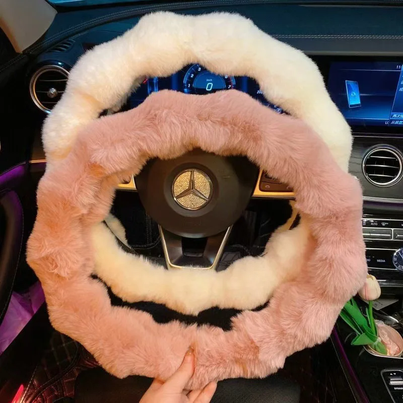 Plüsch Auto Lenkrad Abdeckung Winter Universal Weichen, Flauschigen Handbremse Shift Abdeckung Auto Innen
