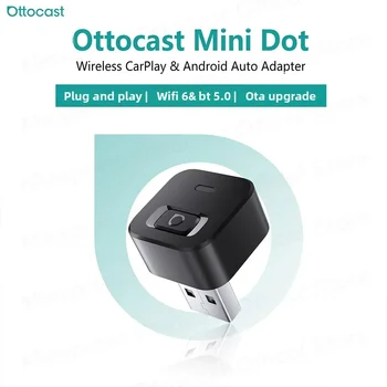 OTTOCAST Mini Dot Cube Wireless CarPlay Android Auto Adapter 2 in 1 USB AI Autozubehör für Totoya VW Benz