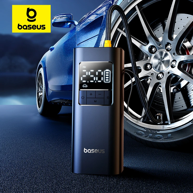 Baseus Kabellose Luftpumpe, tragbarer Luftkompressor, intelligente digitale elektrische Auto-Luftpumpe
