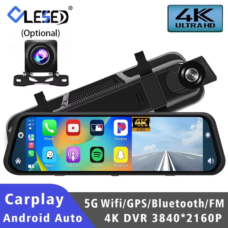 10 "Dash Cam 4K 3840*2160P Auto Dvr Carplay Android Auto GPS 5G WIFI AUX Stream rückspiegel Dashcam Kamera