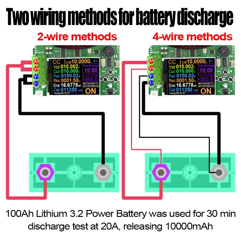 150 W 4-Draht-Batteriekapazitätstester 2,4 Zoll TFT-Farbbildschirm – Bild 5