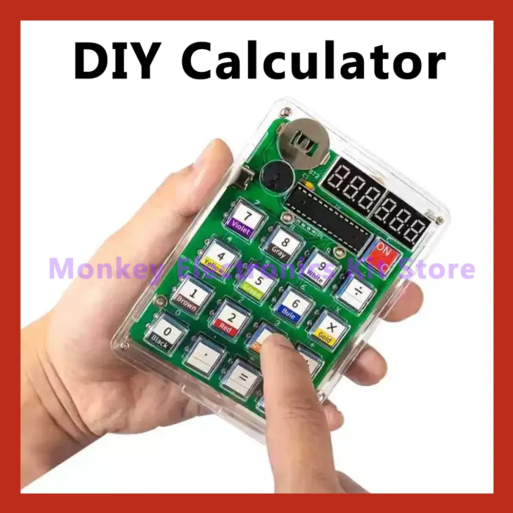 Elektronisches DIY-Rechner-Produktionsset, LED-Digitalröhrenanzeige mit Gehäuse, Single-Chip-Mikrocomputer