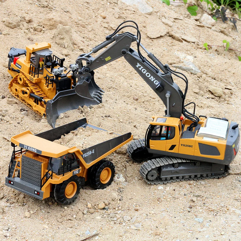 Fernbedienung Bagger Bulldozer Muldenkipper RC Auto Spielzeug Elektro – Bild 2