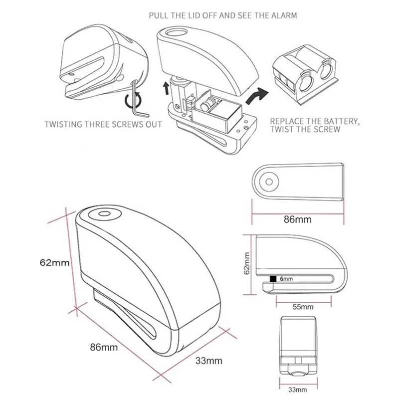Motorrad Roller Rad Scheibenbremse Alarmschloss Aluminiumlegierung – Bild 5