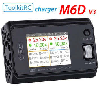 ToolkitRC M6D V3 Ladegerät, 2-Kanal, Ausgleichsspannung, Ferngesteuertes Spielzeugmodell Lithium-Akku, DC500W
