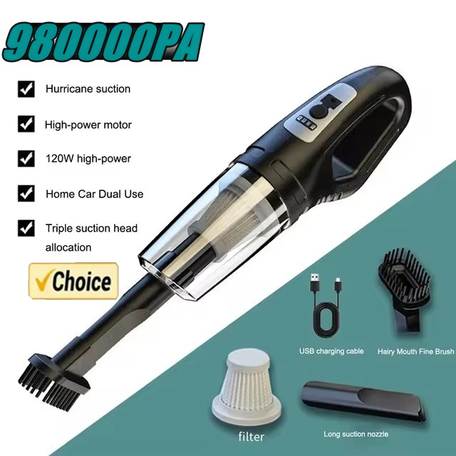 USB-Lade-Handstaubsauger, kabellos, 120 W, tragbarer Auto-Staubsauger, leistungsstarke Saugkraft für Auto