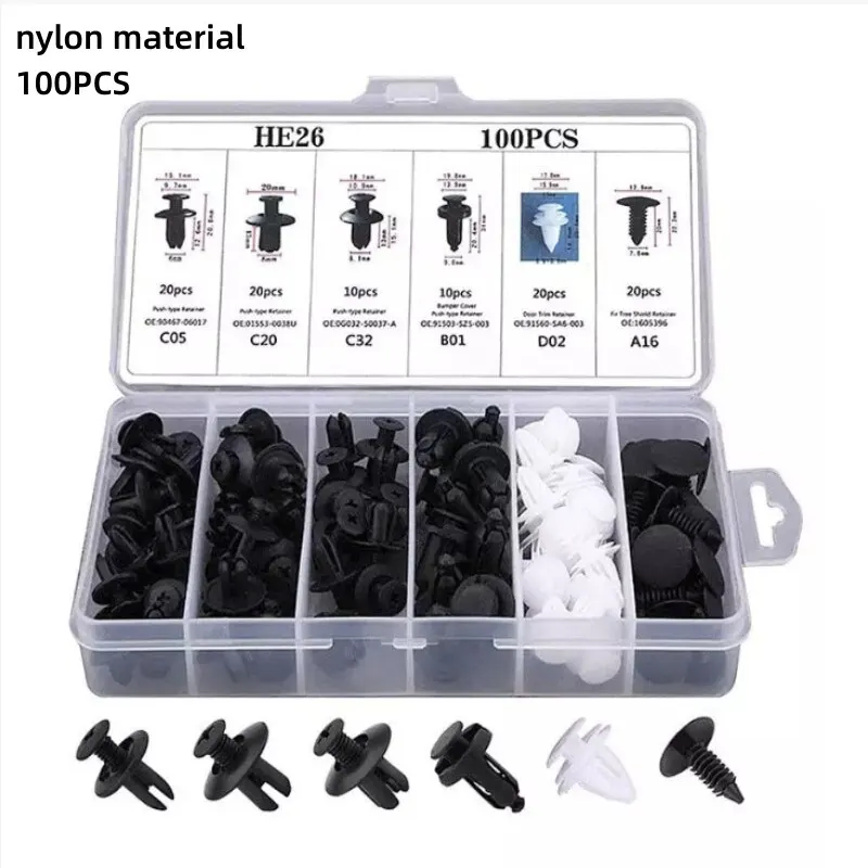 Auto Befestigungs clip Kit Kotflügel Niet clips Karosserie Push Retainer Pin Niet Stoßstange Tür (100 Stück)