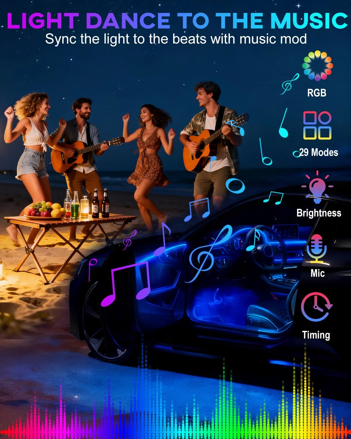 LED-Innenbeleuchtungsstreifen für Autos, Ambiente-Beleuchtungssets – Bild 6