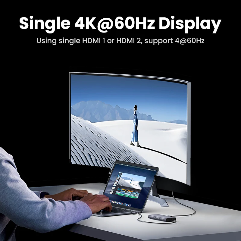 USB-C Hub 8-in-1 für 3 Bildschirme mit HDMI, DP, USB 3.2 und 100 W PD – Bild 4