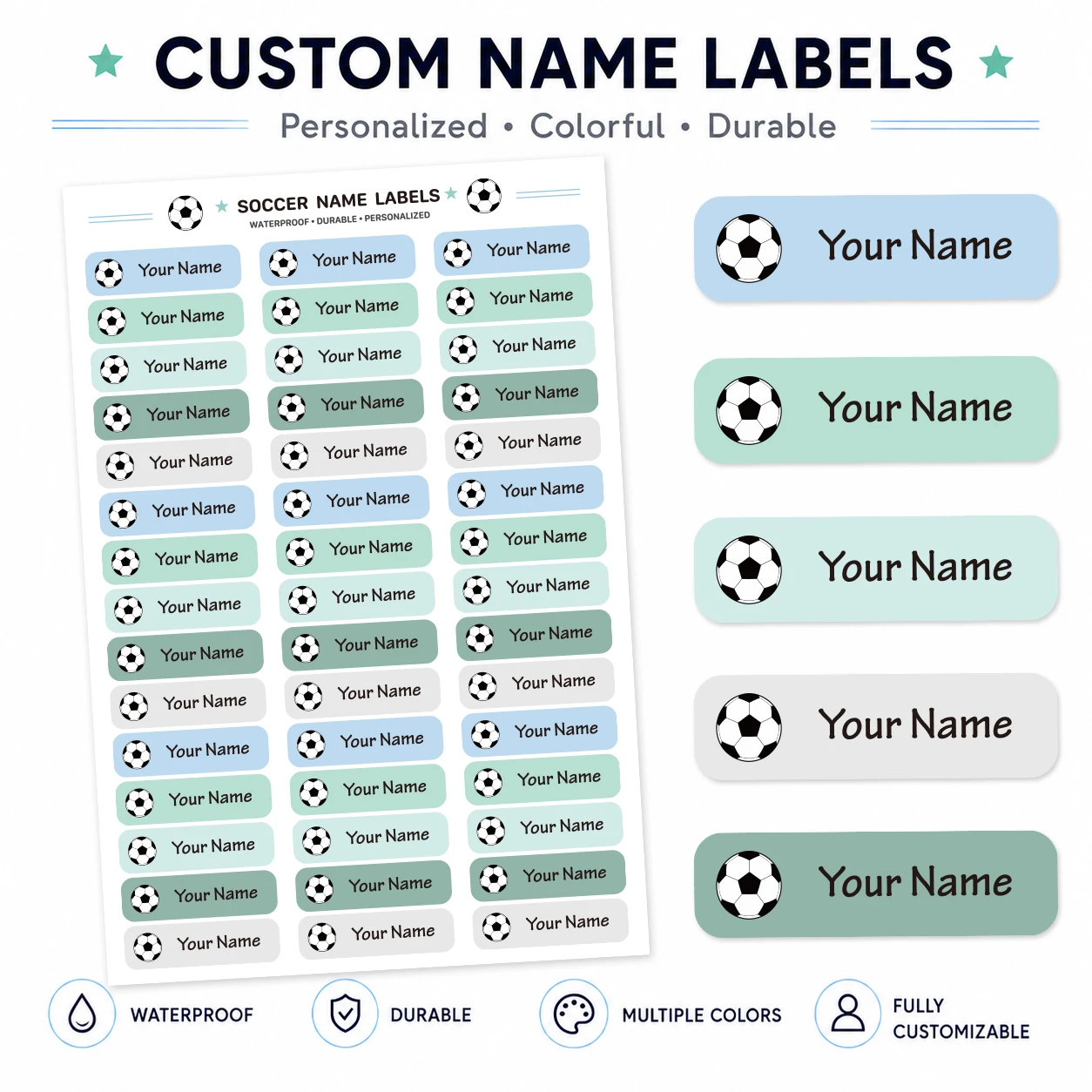 Individuelle Fußball-Namensetiketten, Wasserfeste Personalisierte – Bild 4