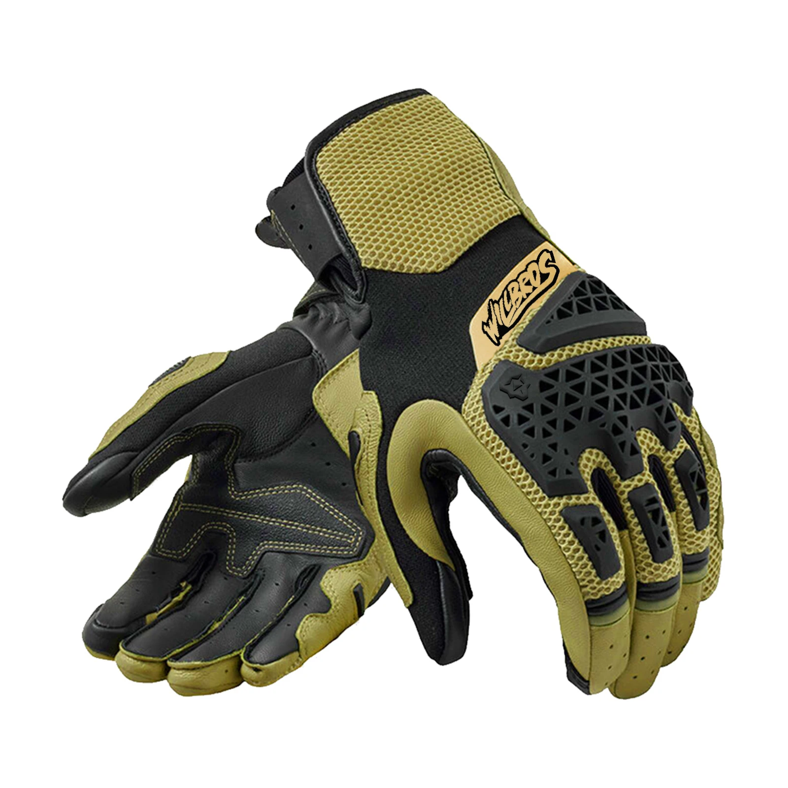 Motorrad-Touchscreen-Handschuhe aus Echtleder und Netzstoff – Bild 4