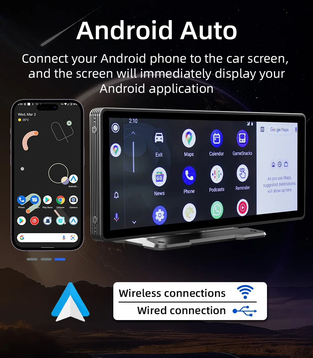 BQCC 10,26 Zoll Tragbare Drahtlose Carplay Bildschirm HD Hinten – Bild 5