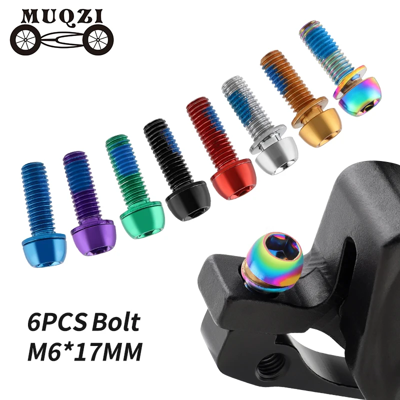 MUQZI 6 Stück M6 x 17 mm Scheibenbremssattelschrauben Fahrradvorbauschraube MTB Kurbelarmschraube