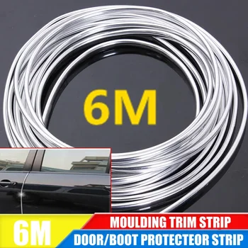 6M Auto Tür Chrom Moulding Trim Streifen Rand Scratch Schutz Abdeckung Streifen Rolle Chrom Styling Moulding
