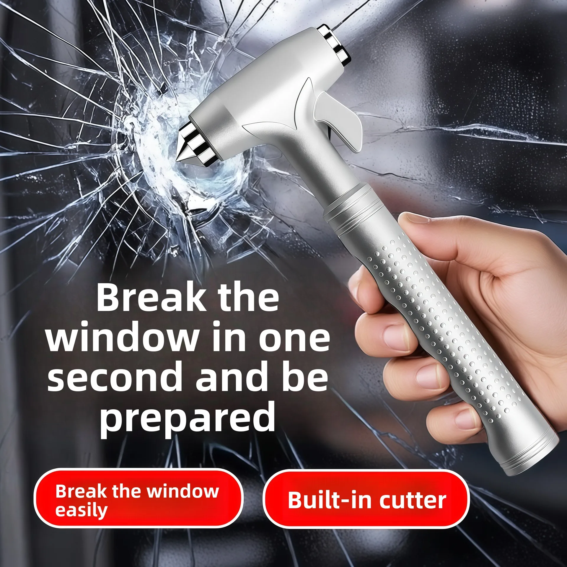 Auto-Sicherheitshammer, Autofenster-Brecher, Notfallhammer, Sicherheitsgurtschneider, geeignet
