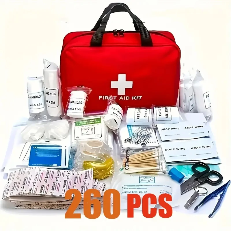 Deluxe-Erste-Hilfe-Set - unverzichtbares Notfallzubehör für Zuhause, Outdoor-Abenteuer (260 Stück)